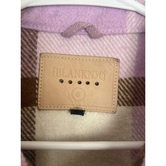 Blank NYC Lavender Beige White Plaid Oversized Long Shirt Jacket Shacket Small - Picture 9 of 15